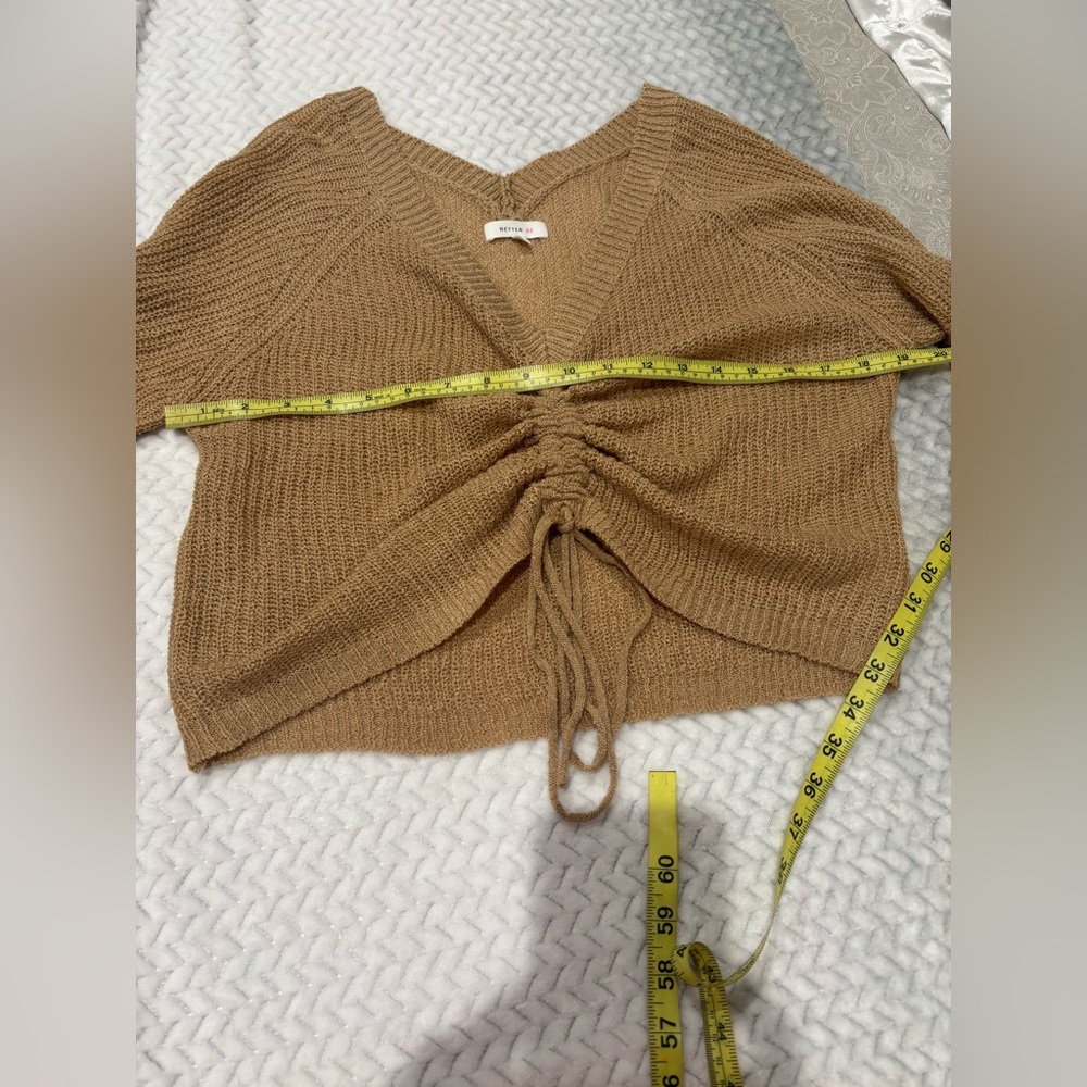 Better Be Tan V-Neck Sweater with Drawstring - Picture 11 of 11
